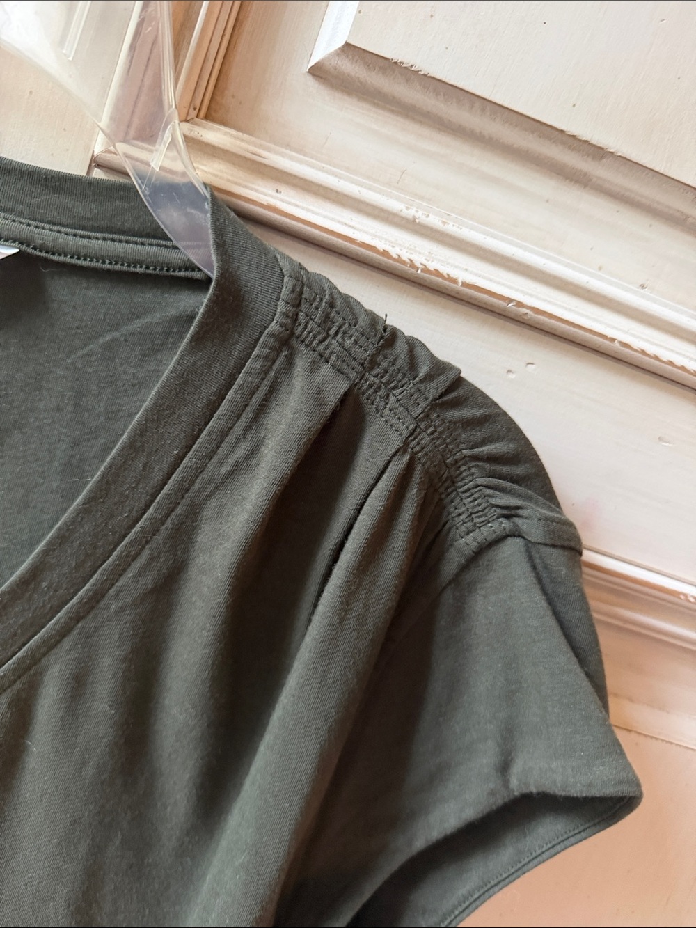 Athleta Olive Green V-Neck Short Sleeve Tee - Picture 4 of 6